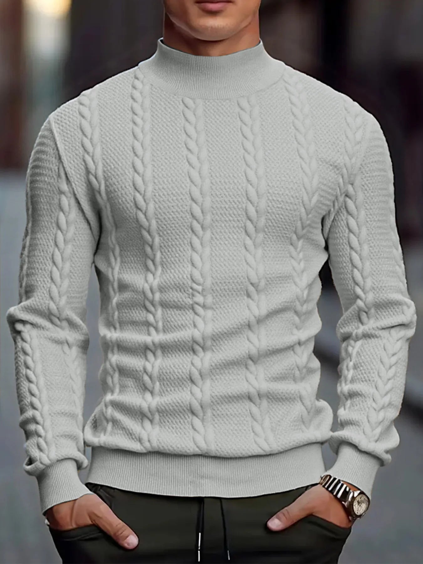 Men’s high collar knit sweater by Athletic Sanctuary featuring a vintage slim fit winter pullover in a cozy, stylish design.