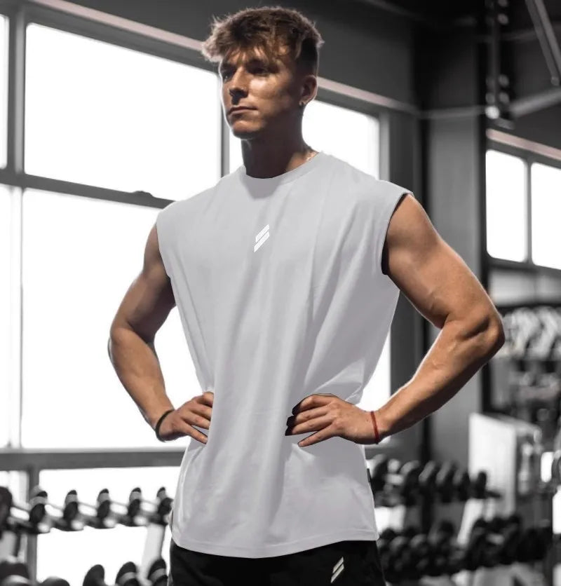 Men’s athletic mesh gym tank top by Athletic Sanctuary, quick-dry sleeveless fitness vest, ideal for workout and training.