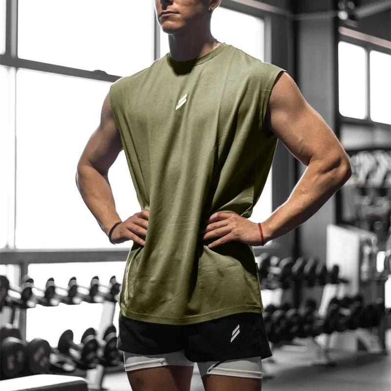 Men's mesh gym tank top by Athletic Sanctuary, quick-dry sleeveless fitness vest with breathable fabric for workout comfort.