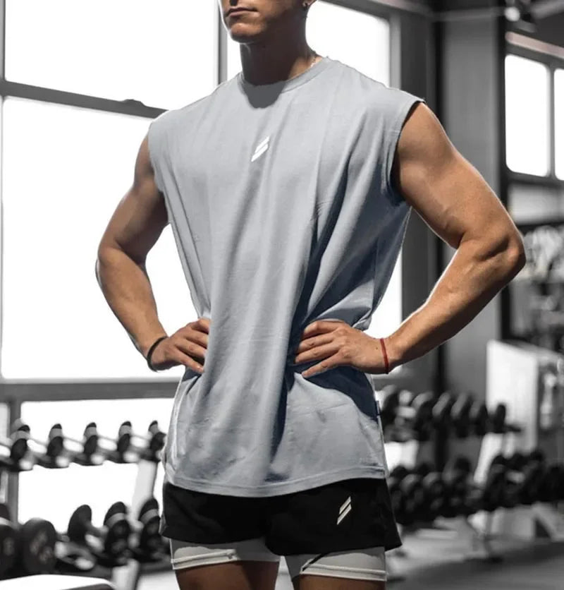Men’s mesh gym tank top from Athletic Sanctuary, quick-dry sleeveless fitness vest with breathable fabric for workouts.
