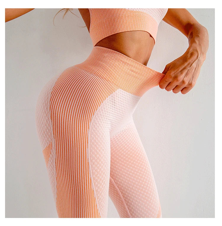 Women’s seamless peach lift high waist yoga leggings by Athletic Sanctuary, showcasing a close-up of soft, stretchy fabric and high-rise fit.