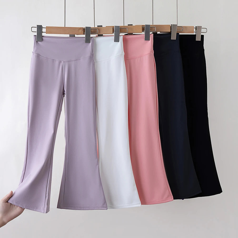 Girls’ high-waist flared leggings from Athletic Sanctuary, featuring stretchy comfort and a stylish fit for everyday movement.