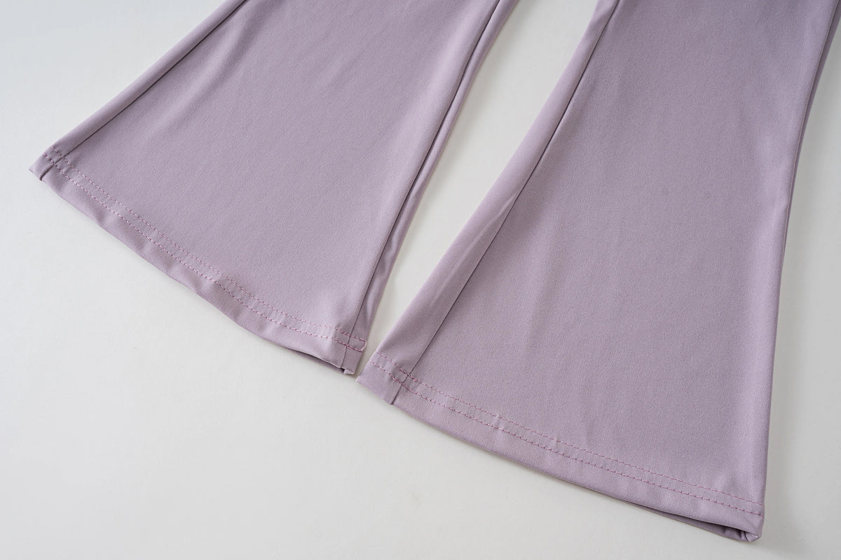 Girls' high-waist flared leggings by Athletic Sanctuary, featuring stretch fabric for comfortable everyday movement.