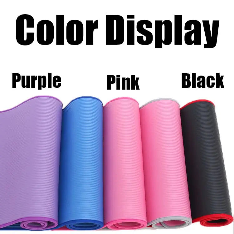 Set of Athletic Sanctuary 10MM extra thick yoga mats in purple, pink, and black, non-slip Pilates and workout mats.