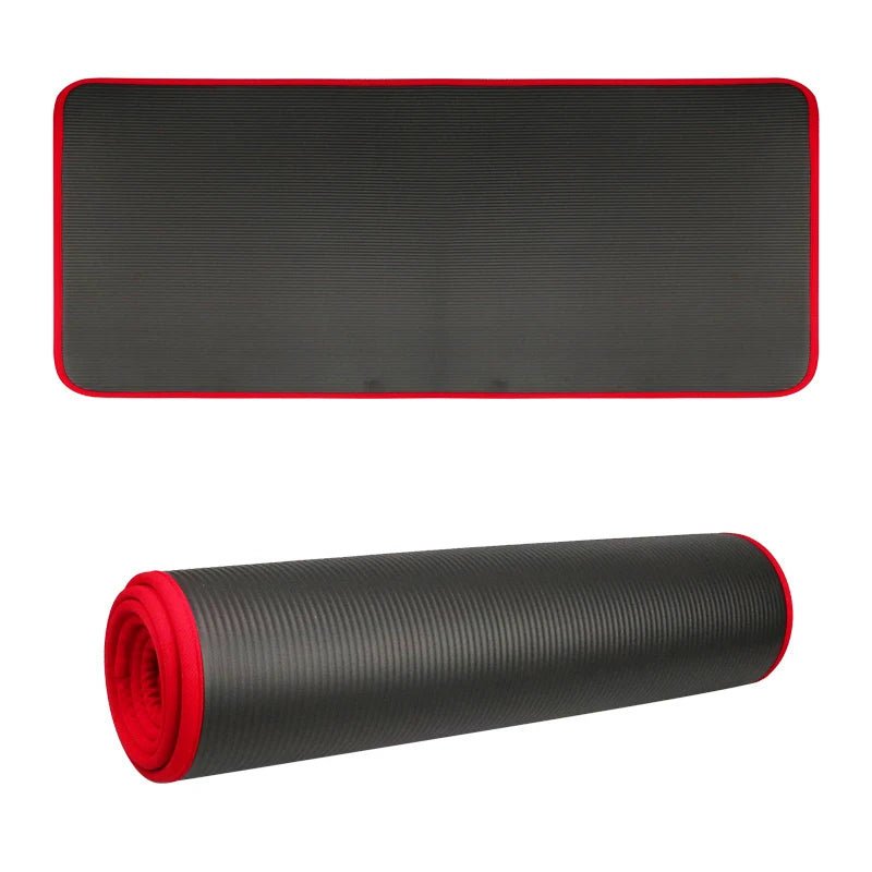 Thick 10mm Athletic Sanctuary yoga mat with non-slip surface, ideal for Pilates and workout routines on a clean, textured surface.