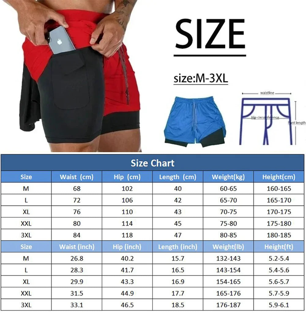 Men’s double-layer sports shorts by Athletic Sanctuary, quick-dry fabric, designed for comfort during workouts.