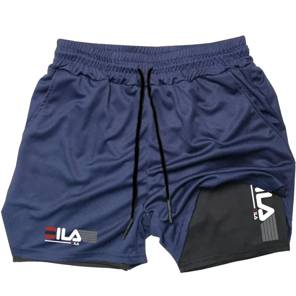 Men’s double-layer sports shorts by Athletic Sanctuary, lightweight quick-dry running shorts designed for active workouts.