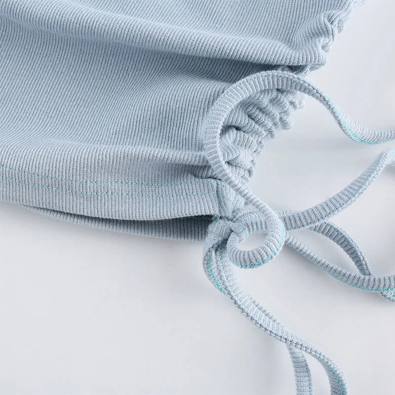Athletic Sanctuary women's sleeveless ruched tank top with tie-up front, casual summer crop top for fitness and high street style.