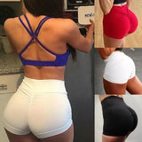 Women’s high waist gym shorts and sports bra set from Athletic Sanctuary, designed for running and fitness activities.
