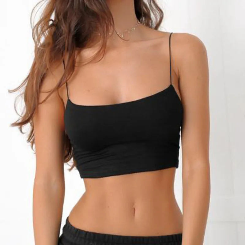 Women's black halter crop top from Athletic Sanctuary, backless sleeveless summer tank with a fitted, stylish design.