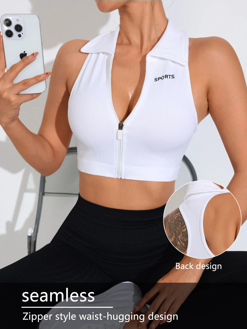 Woman wearing Athletic Sanctuary women's seamless sports tank top during gym workout, showcasing sleeveless, quick-dry activewear.