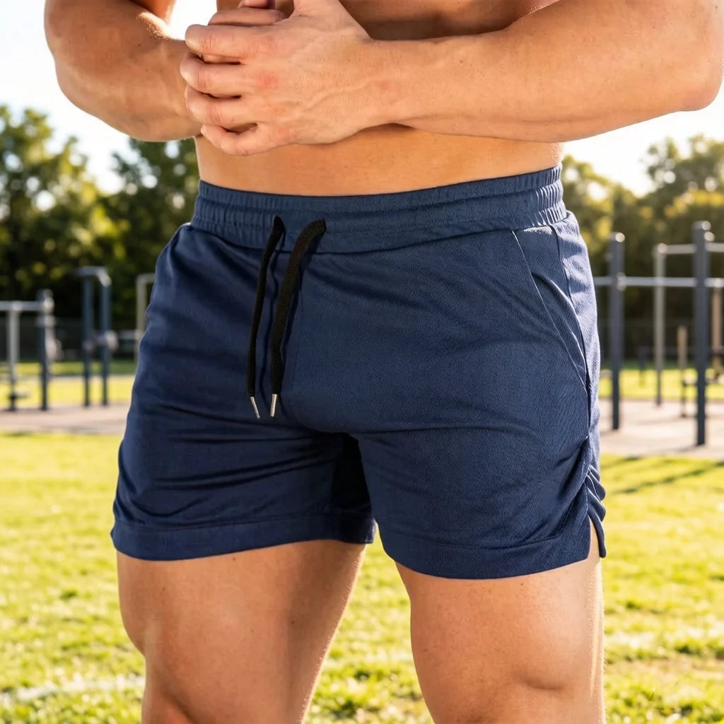 Men’s slim fit workout shorts by Athletic Sanctuary, tailored athletic training shorts in black with breathable fabric and athletic design.
