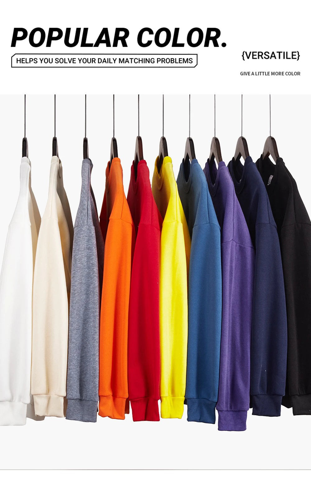 Colorful men's fleece pullover sweatshirts on hangers, soft casual streetwear tops by Athletic Sanctuary.