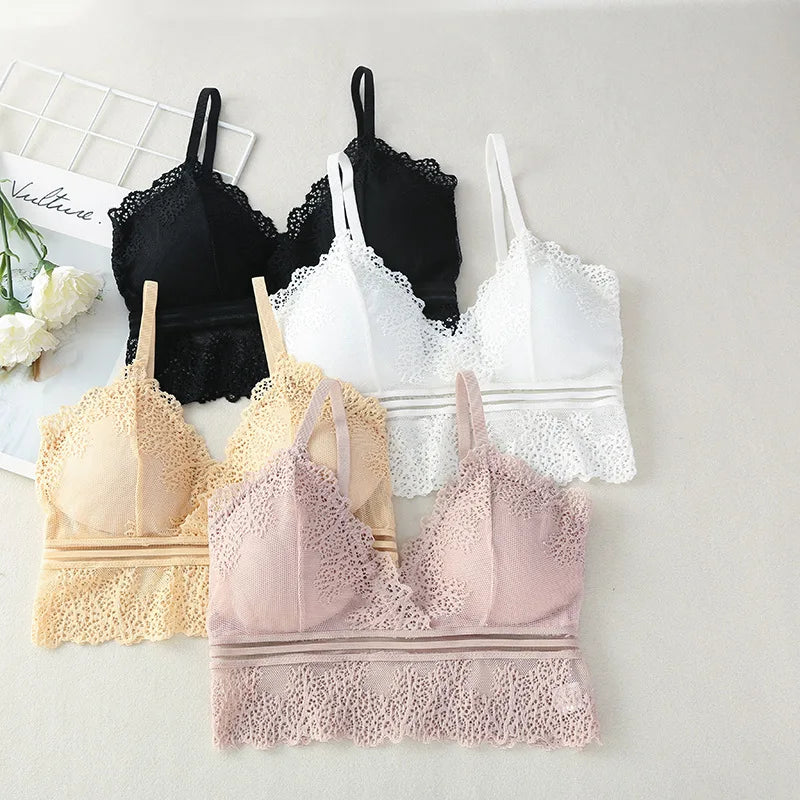 Women's lace tube top bralette by Athletic Sanctuary, seamless V-neck crop bra with delicate lace detailing.