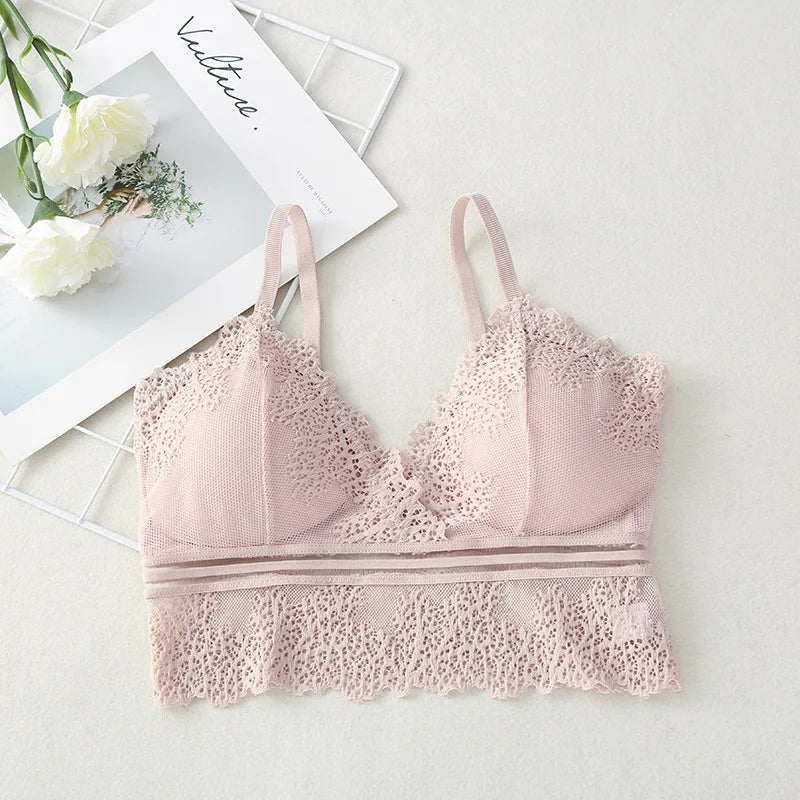 Seamless women's lace tube top bralette with V-neck design, crop style, from Athletic Sanctuary, ideal as a comfortable undergarment.