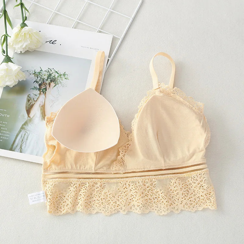 Women’s seamless lace tube top bralette from Athletic Sanctuary featuring a V-neck crop design and lightweight, breathable fabric.