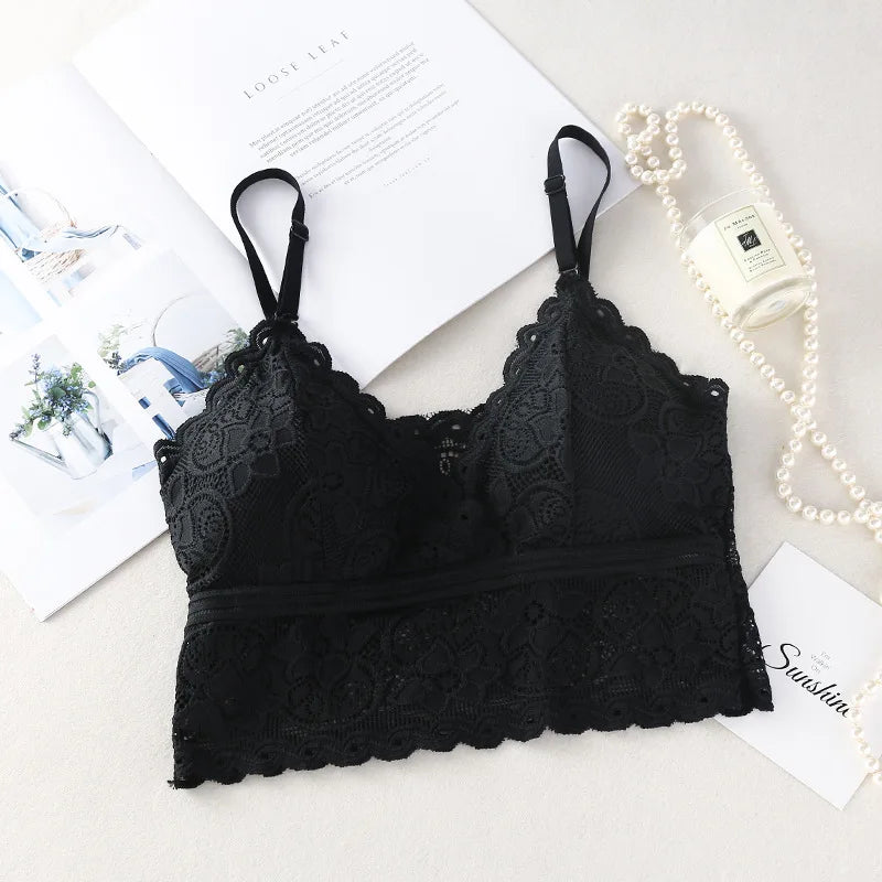 Women’s seamless lace tube top bralette by Athletic Sanctuary, V-neck crop bra with lace detail and comfortable fit.