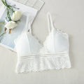 Seamless women's lace tube top bralette with V-neck design, crop style, by Athletic Sanctuary, soft and comfortable for everyday wear.